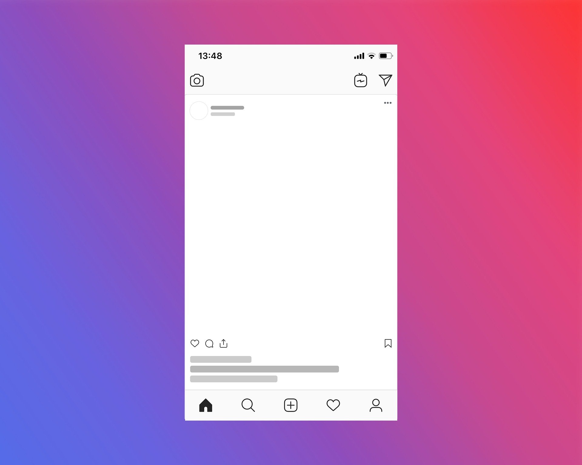 mockup de una publicacion vacia de instagram